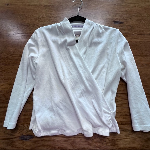 ⭐️ Small Maeve by Anthropologie White Faux Wrap Top - Picture 3 of 7